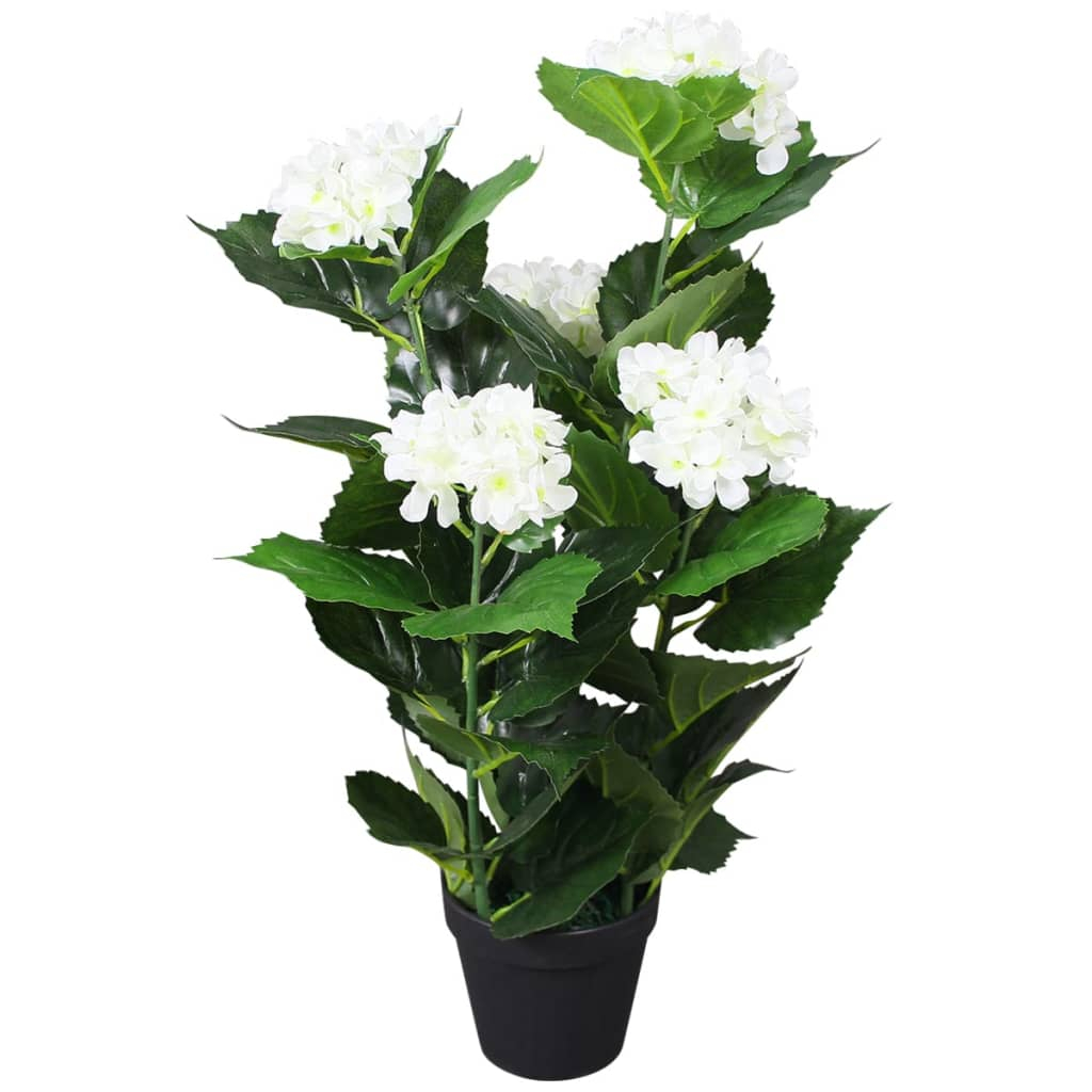 vidaXL planta artificial hortensia con macetero 60 cm blanca