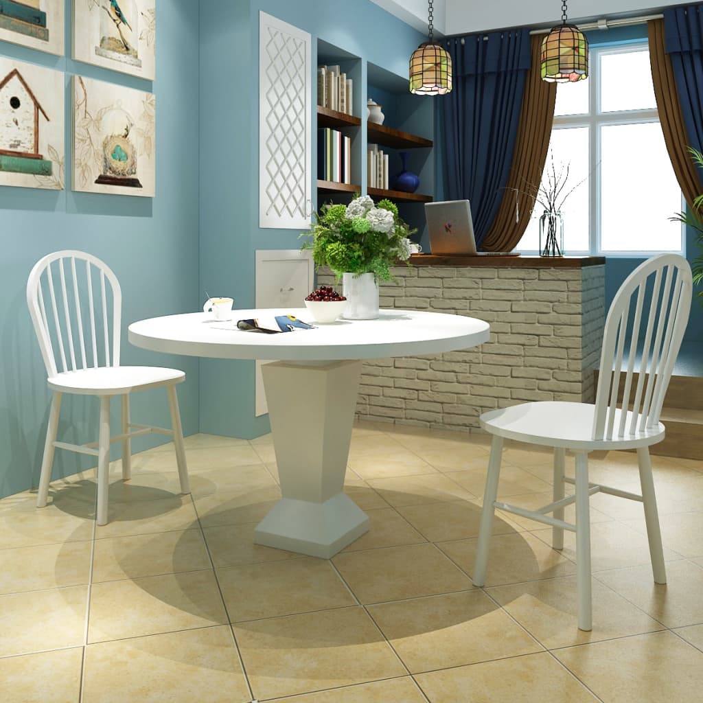 Sillas de comedor 2 unidades madera maciza de caucho blanco qweo8260