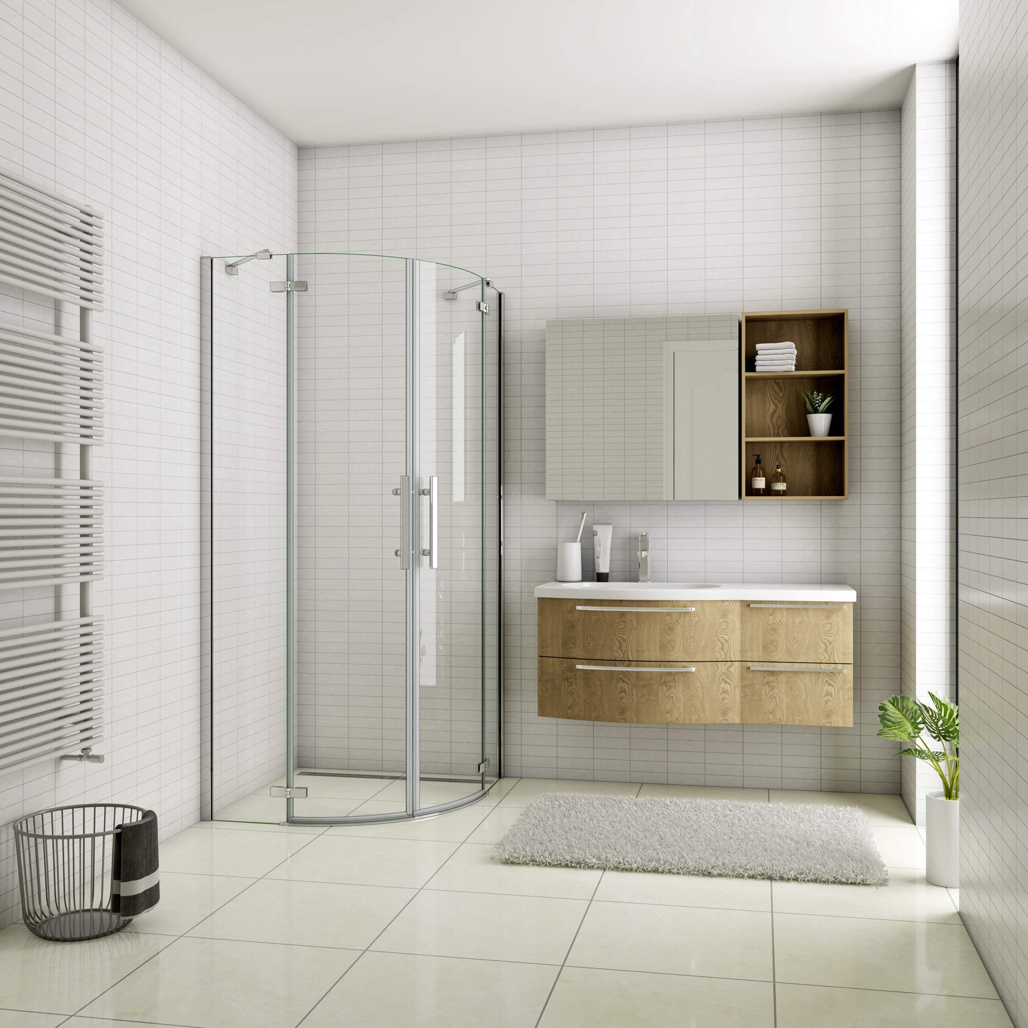 Mampara de ducha curva abatible,6mm antical,(770-785)x(770-785)x1950mm
