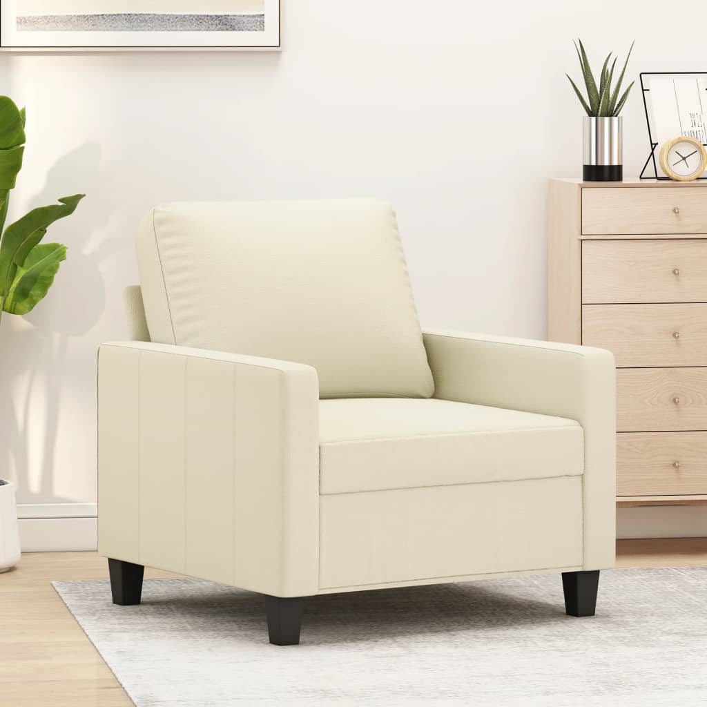 Sillón cuero sintético crema 60 cm qweo5473