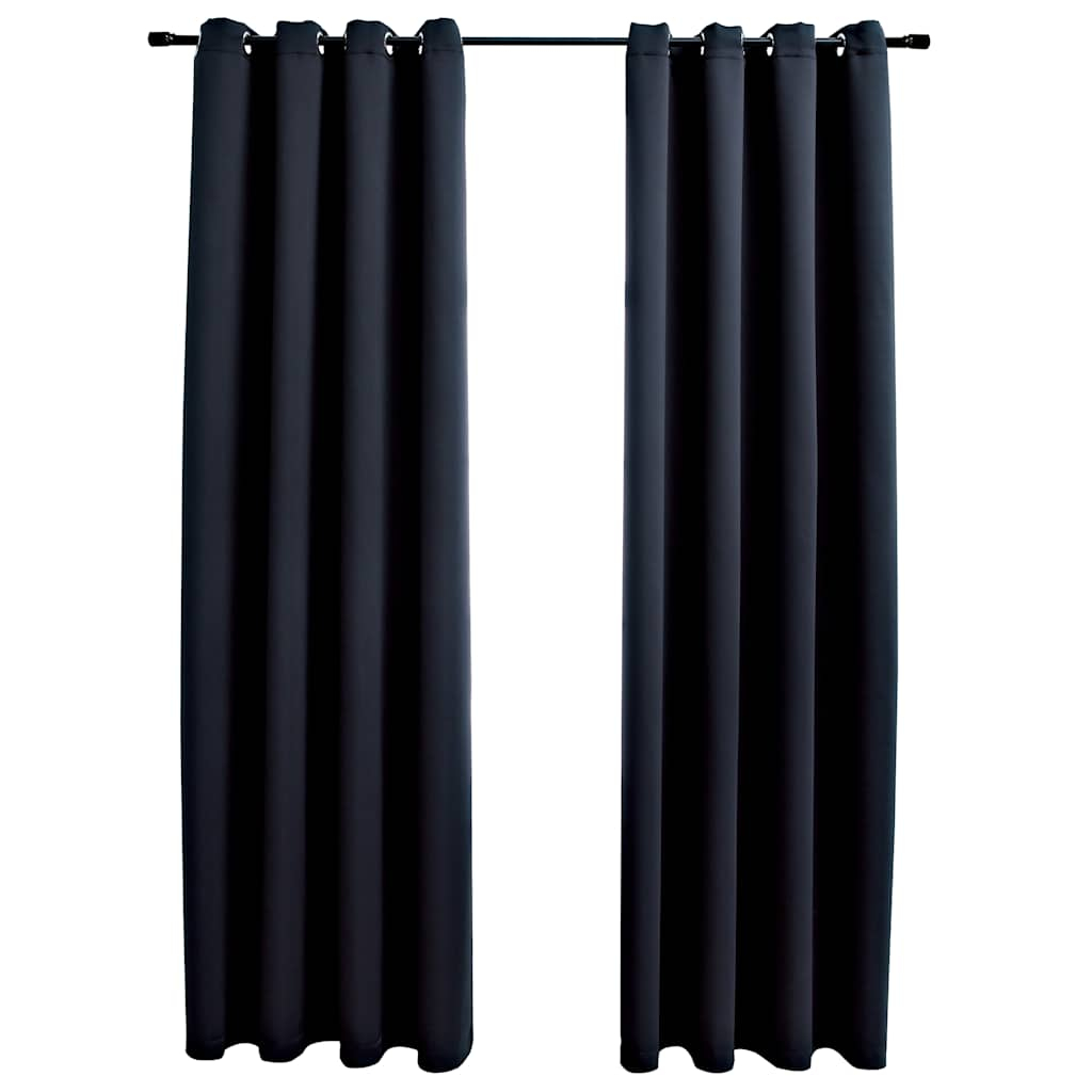 vidaXL cortinas opacas con anillas de metal 2 piezas negro 140x245 cm