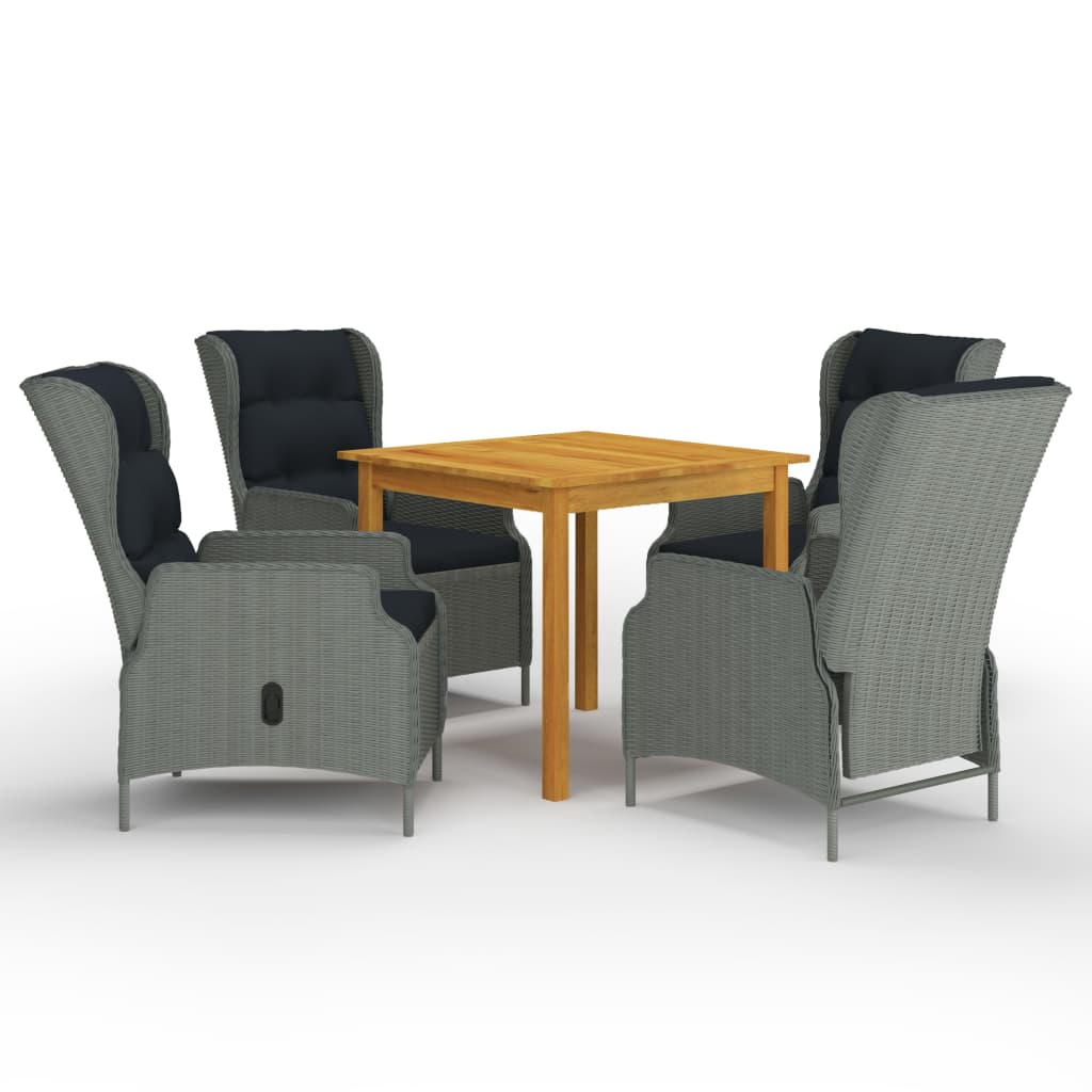 vidaXL juego de comedor para jardín de 5 piezas gris claro