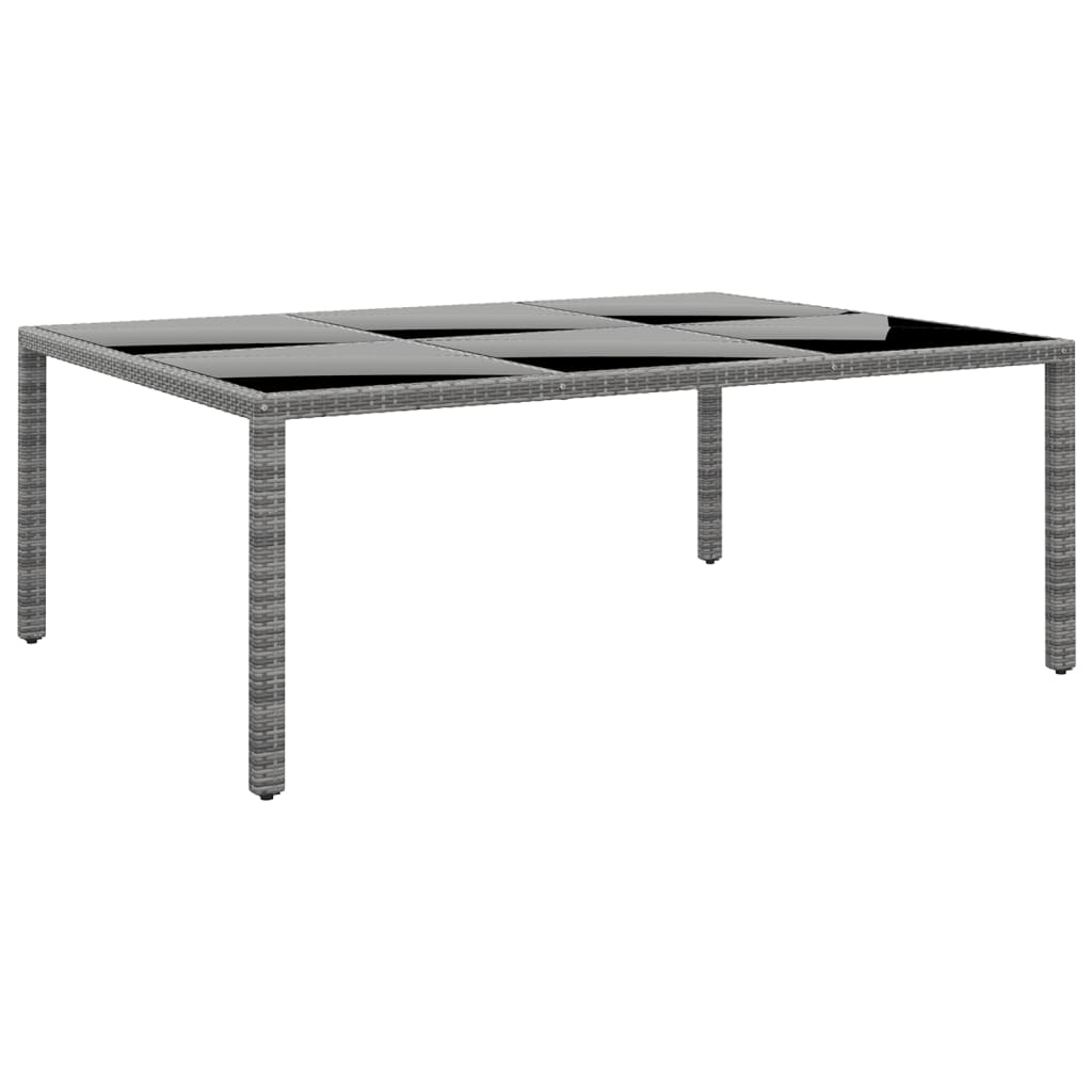 vidaXL mesa jardín vidrio templado ratán sintético gris 200x150x75 cm
