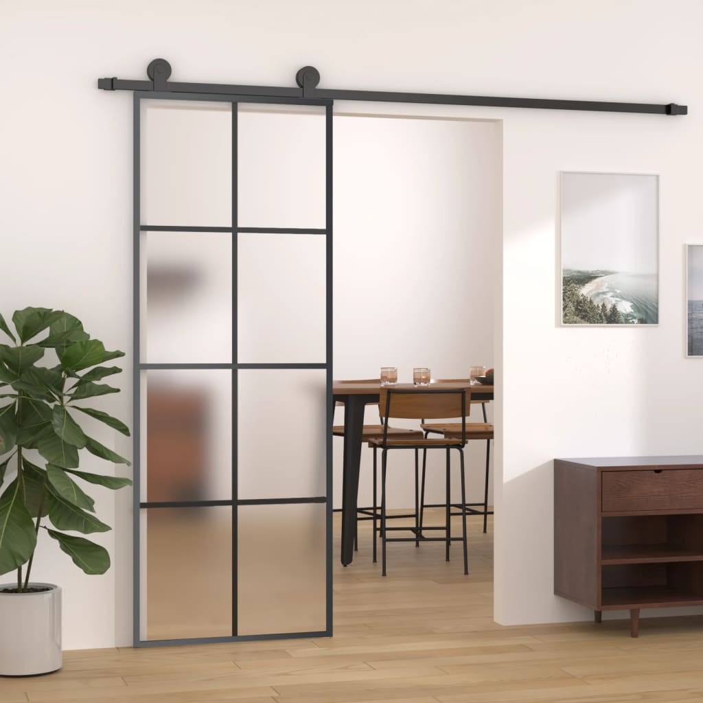 Puerta corredera con set herrajes vidrio esg aluminio 76x205 cm esxt3280