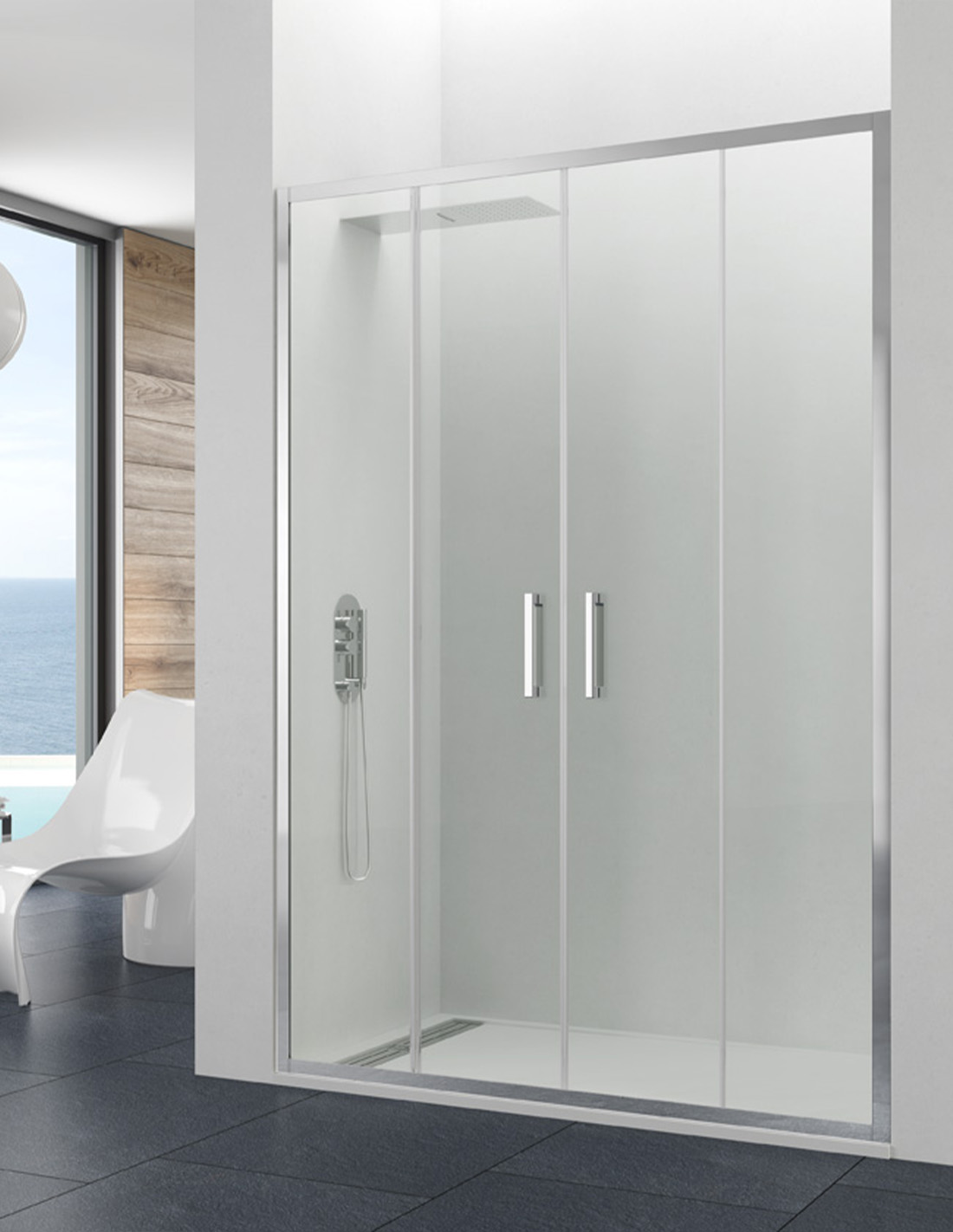 Mampara de ducha frontal allstone titan 2+2 170 cm, transparente