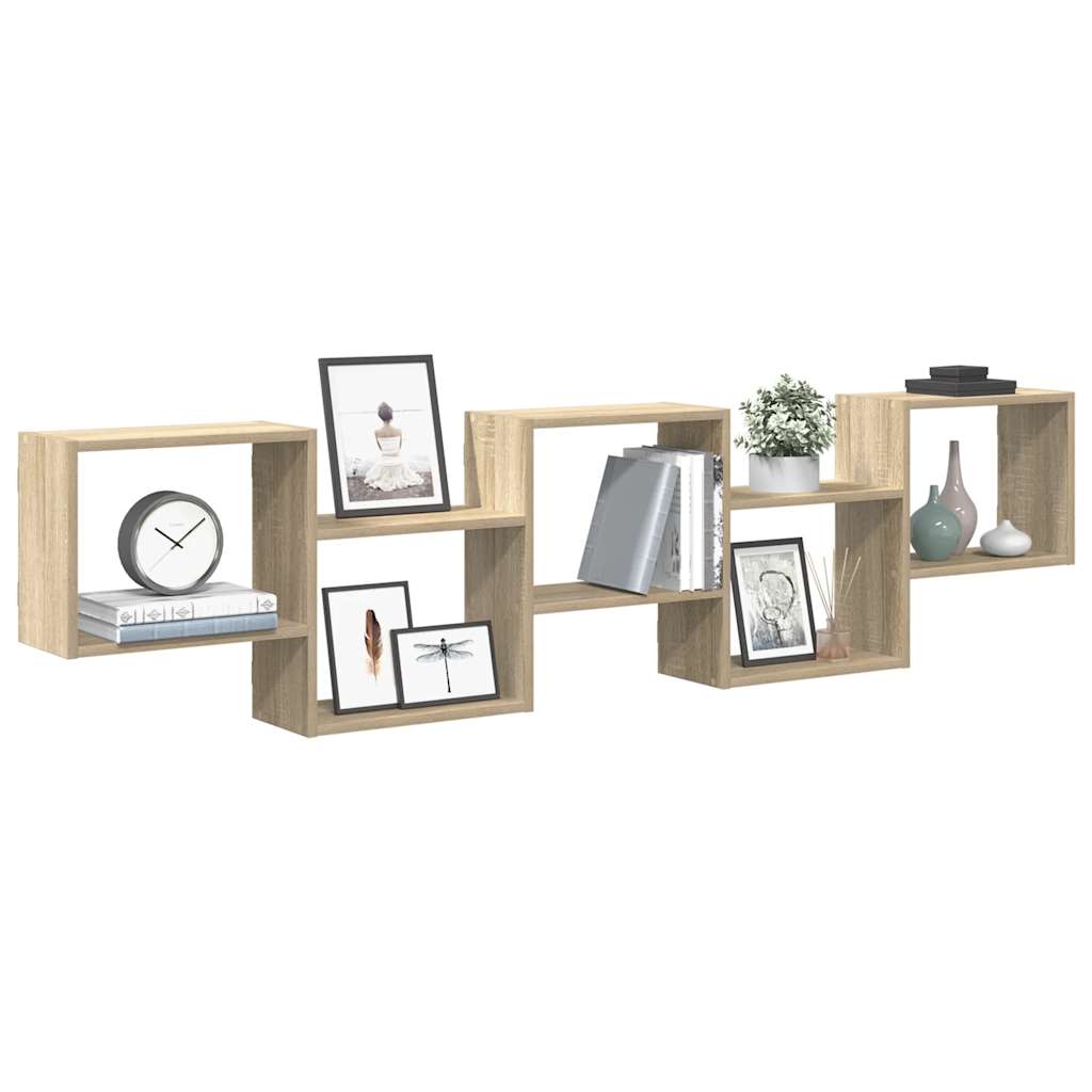 Estante cubo de pared 5 compartimentos madera roble sonoma