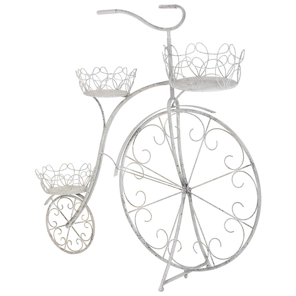 Soporte macetero de metal para 3 macetas gris 102.24x38.1x102.87h cm