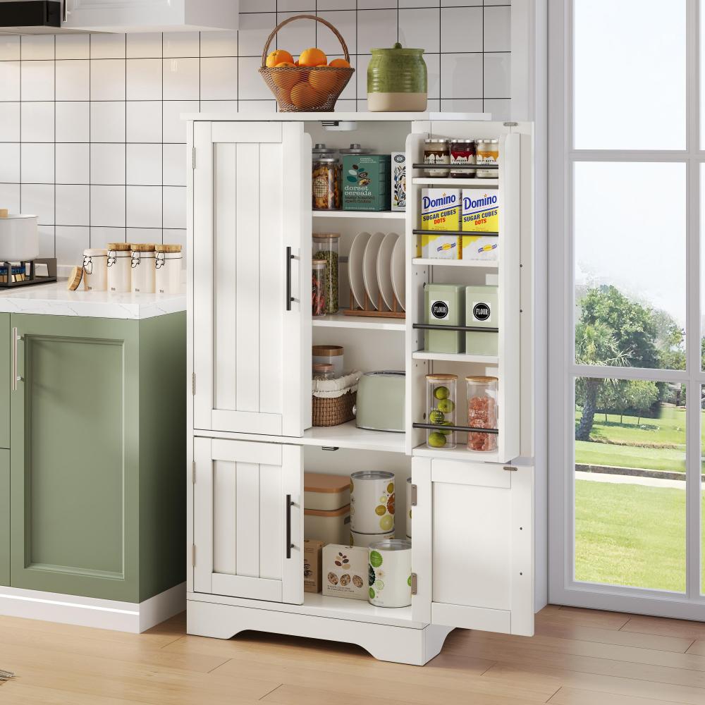Armario alto de cocina con 4 puertas y luz sensor blanco 120x60x40cm