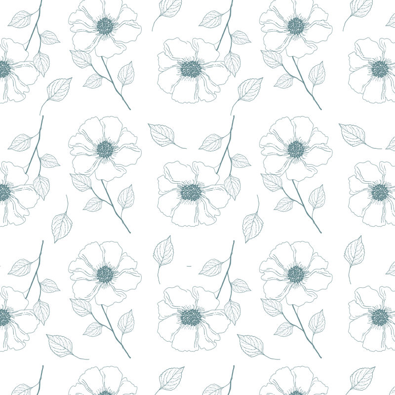 Papel pintado floral blanco y verde 60cm por 300cm