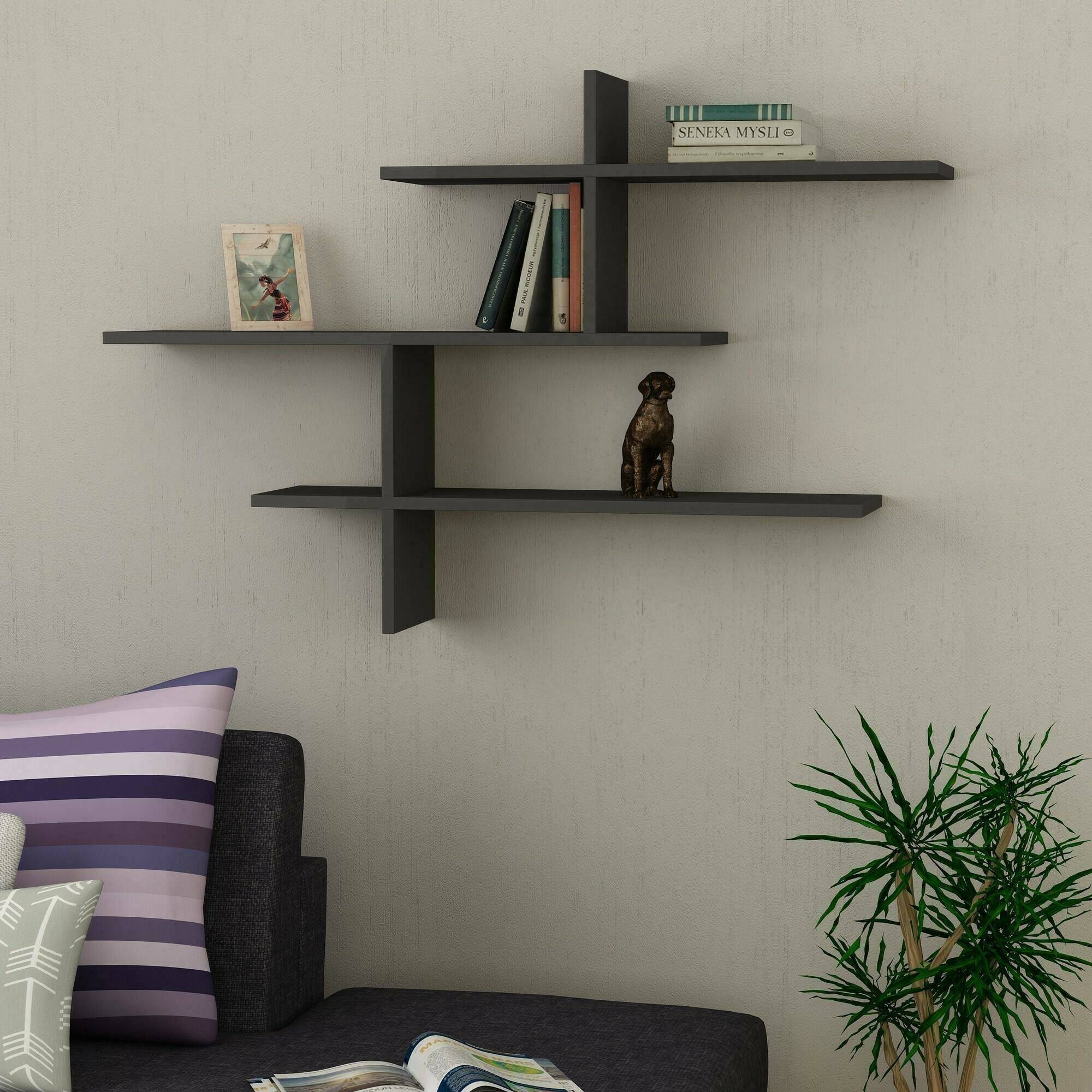 Estante antani, tono estructura antracita, en madera noble