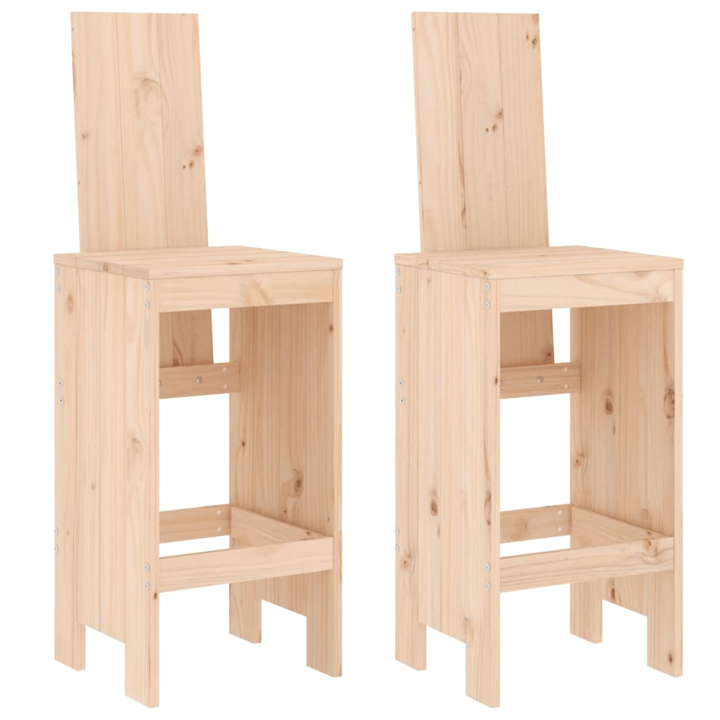 vidaXL taburetes altos de cocina 2 uds madera maciza pino 40x42x120 cm