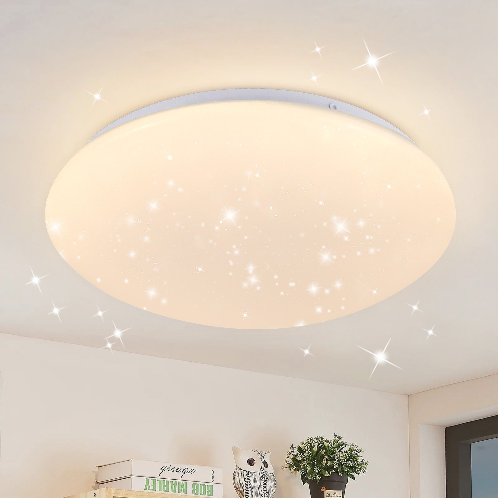 Nettlife lámpara de techo LED 30cm, cielo estrellado baño cálido lámpara
