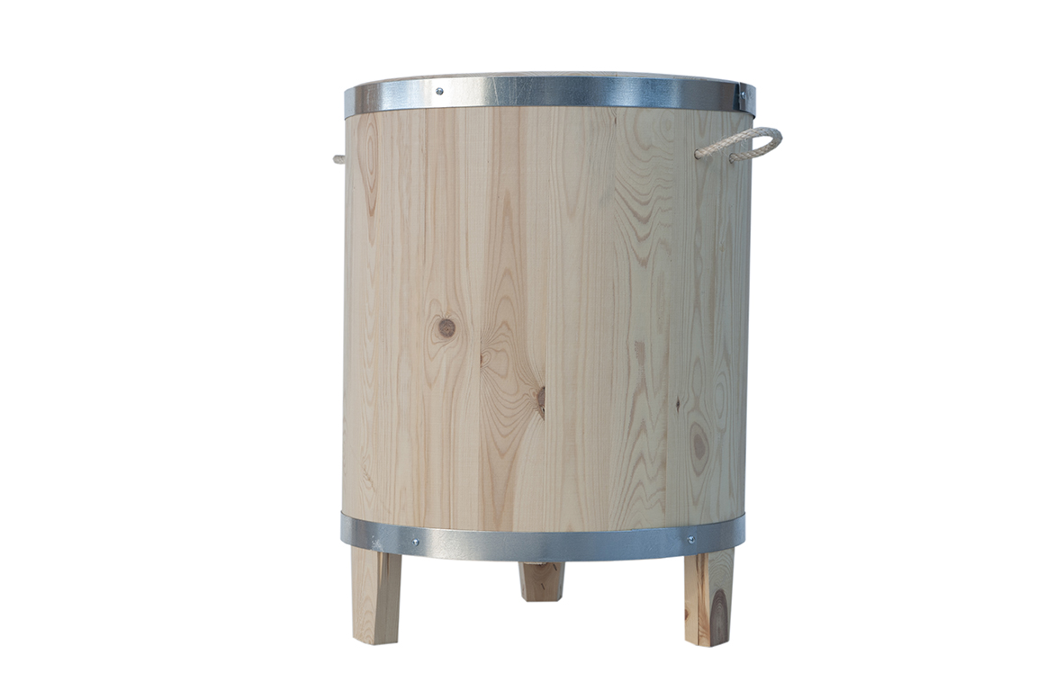 Macetero de madera d-450 60l tonel natural con patas - madelea