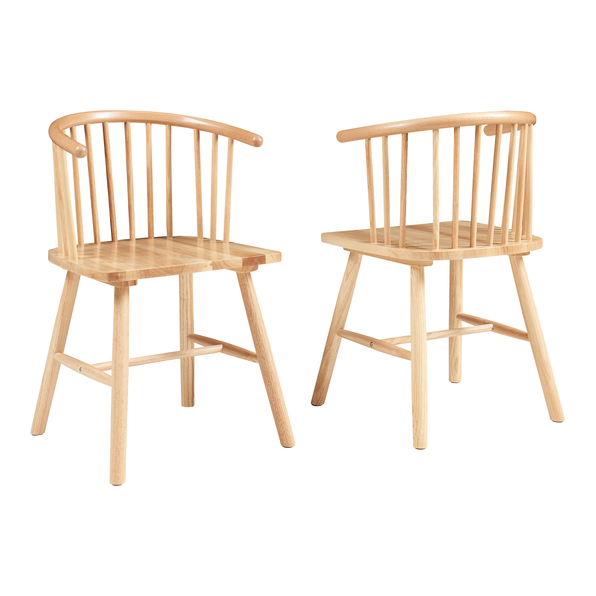 Set de 2 sillas de comedor stami madera de caucho 79x53x48cm natural