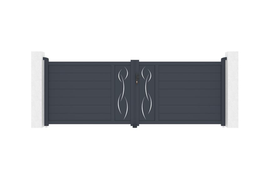 Puerta batiente regulable ancho 3,5m life h.120cm aluminio gris