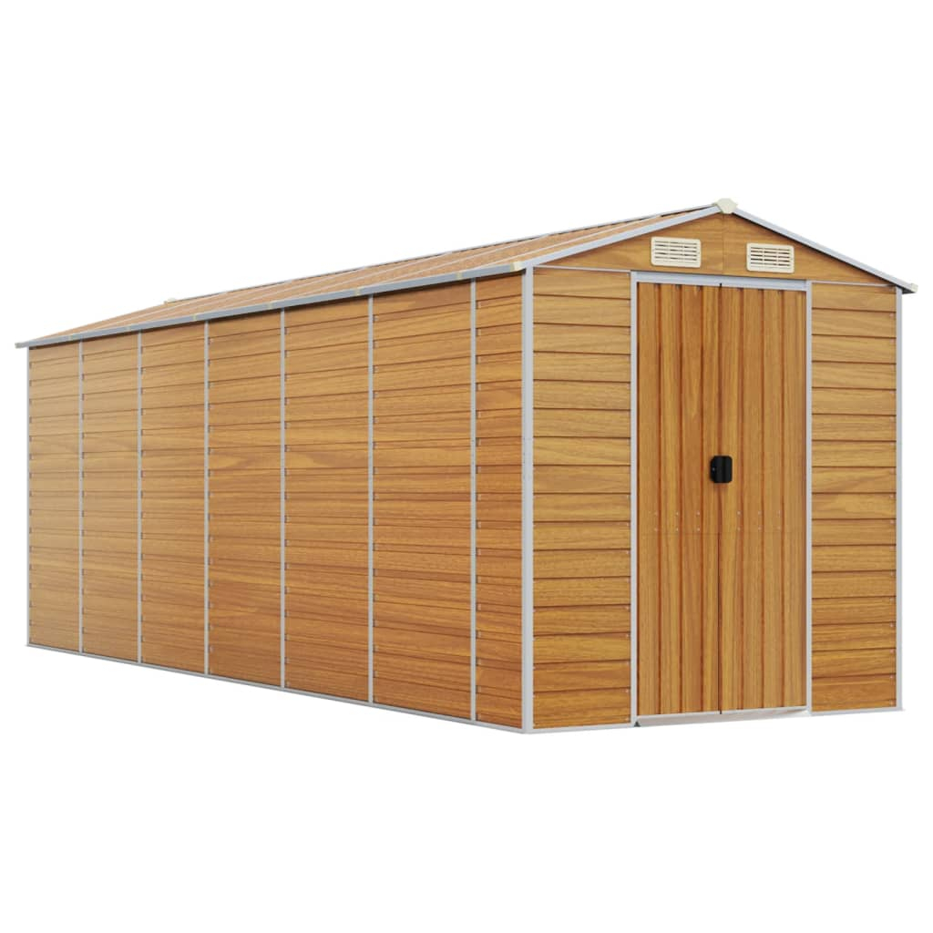 vidaXL caseta de jardín acero galvanizado marrón claro 191x555x198 cm