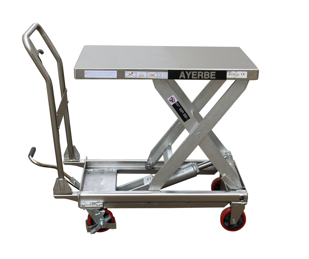 Ayerbe - 583920 - mesa hidráulica inoxidable manual - carga 450 kilos