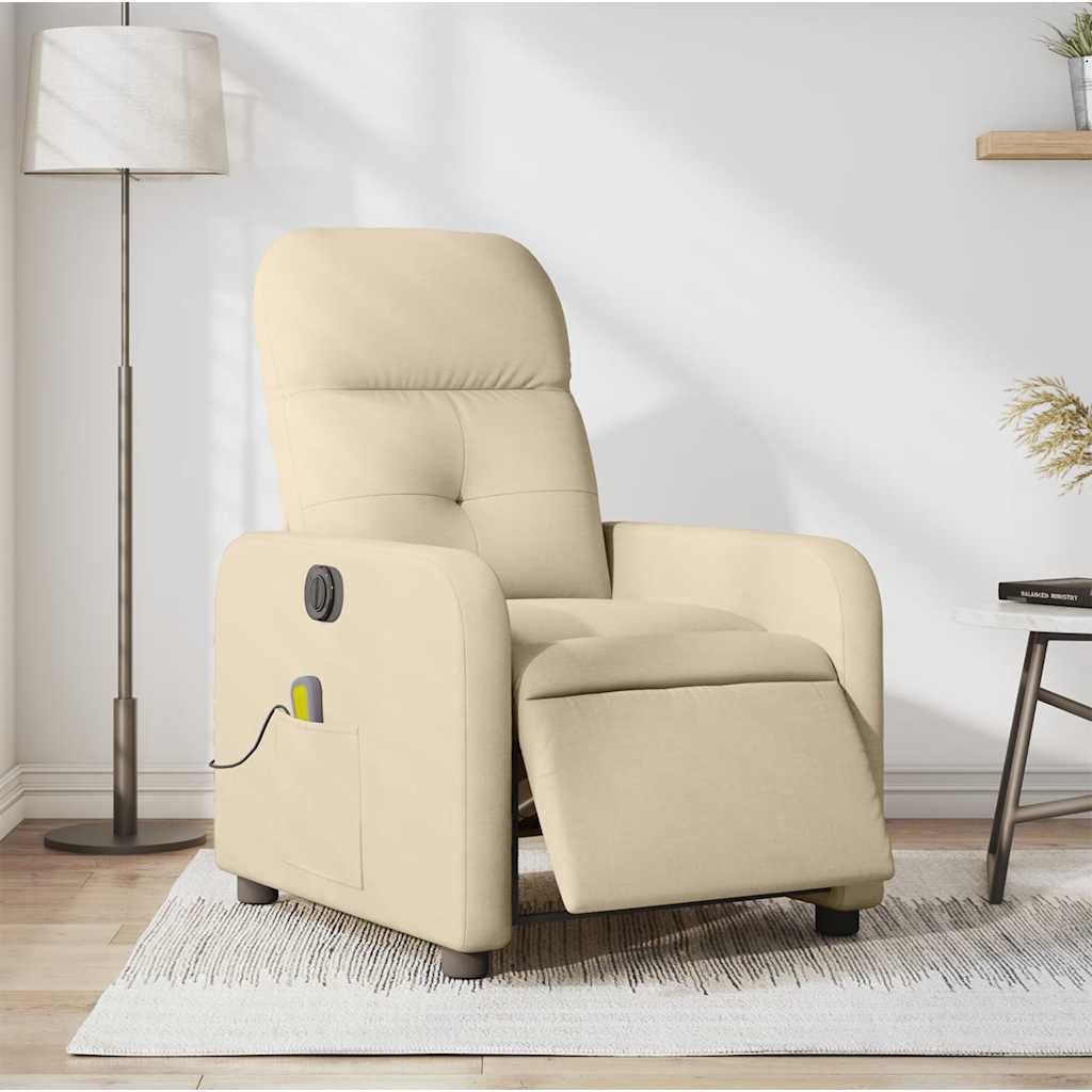 Sillón reclinable de masaje eléctrico tela color crema qweo2706