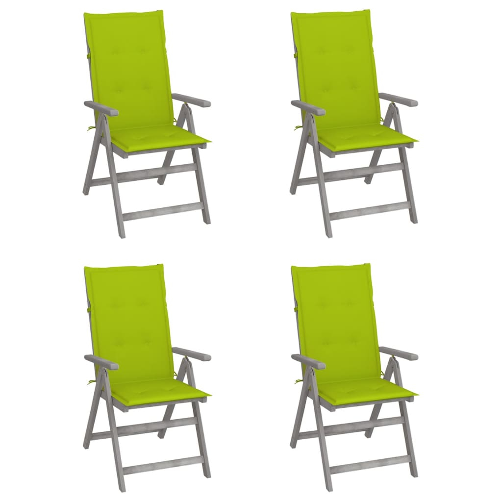 vidaXL sillas reclinables jardín y cojines 4 uds madera maciza acacia