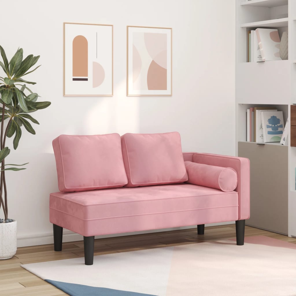 Sofá diván con cojines terciopelo rosa oif933592