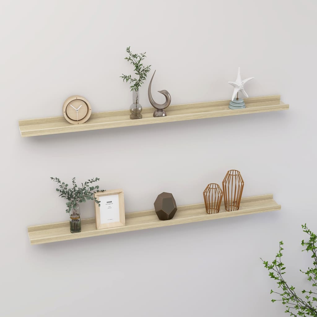Estantes de pared 2 unidades roble sonoma 100x9x3 cm