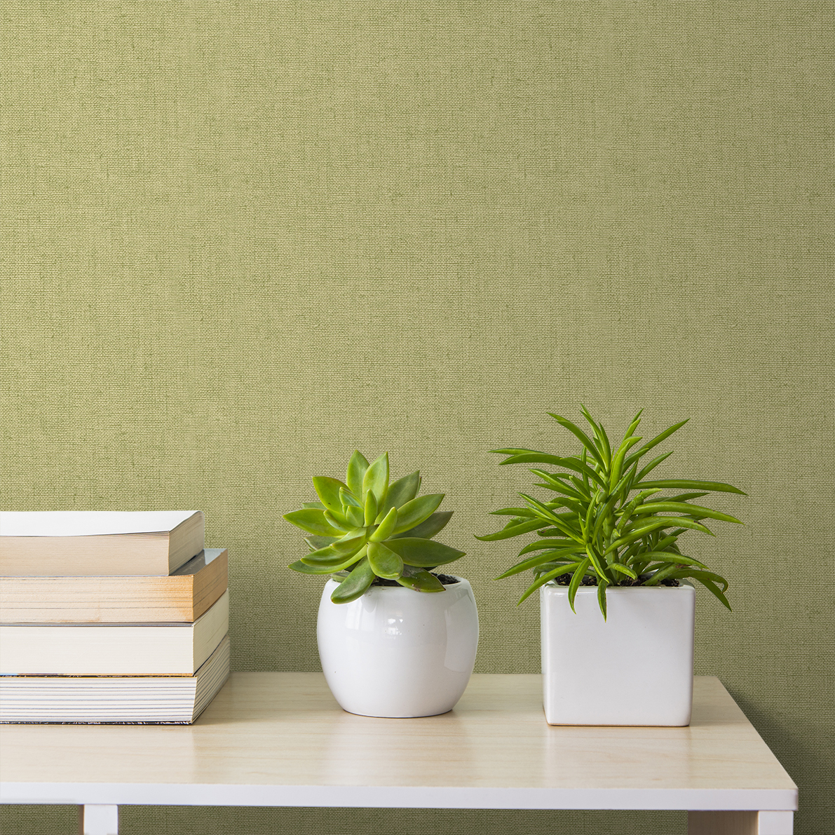 Papel pintado tnt textura textil liso verde