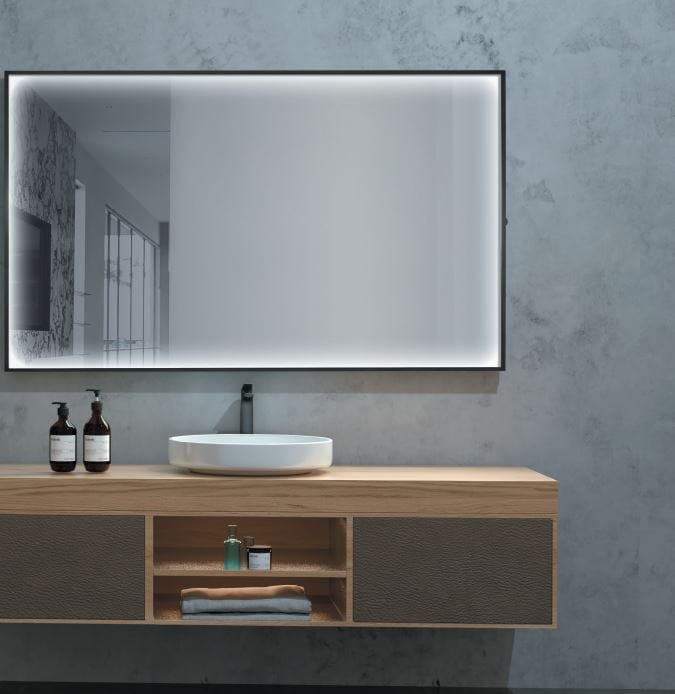 LEDimex-espejo ability 120x80 luz perimetral negro mate