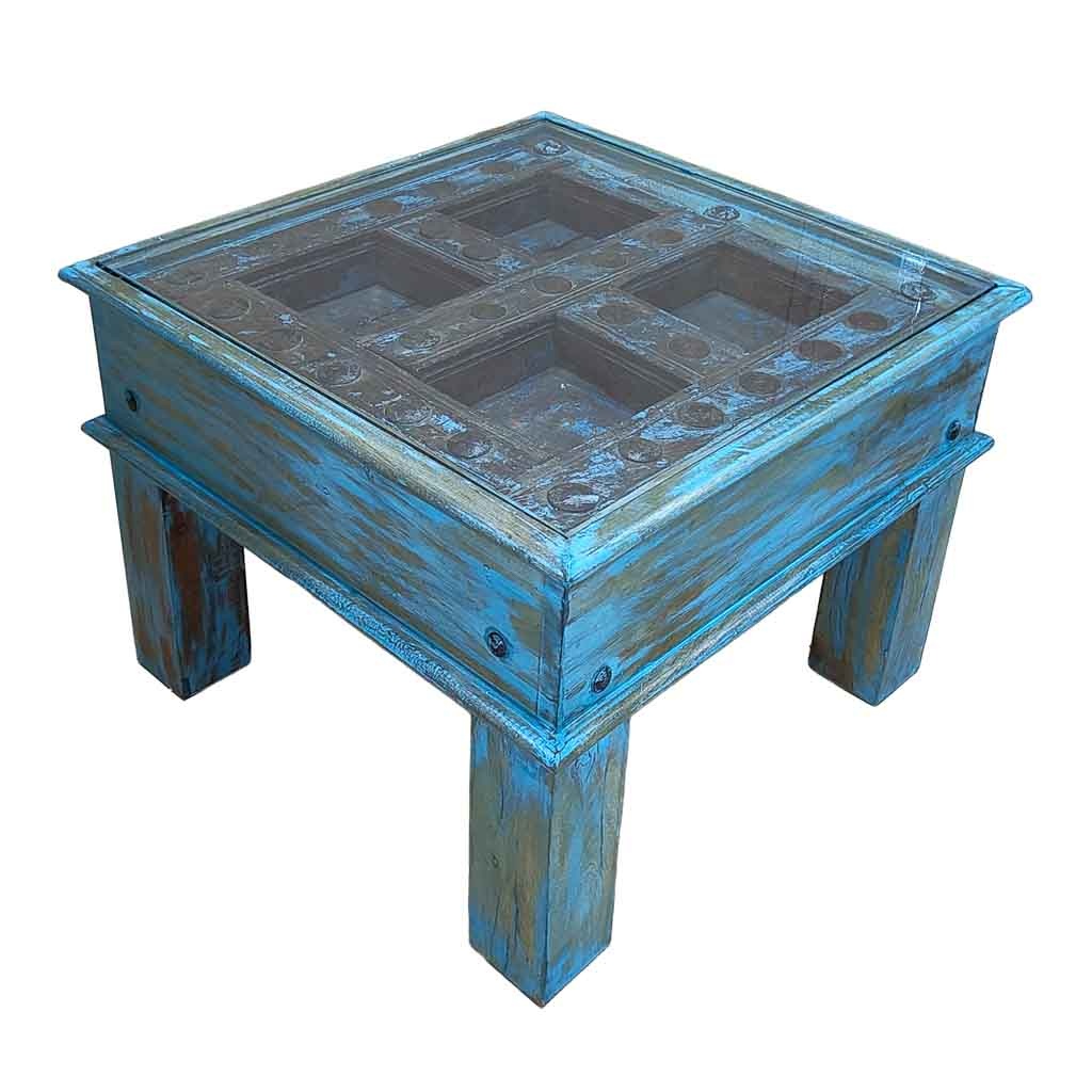 Mesa de centro de madera artesanal 57x57x45h cm