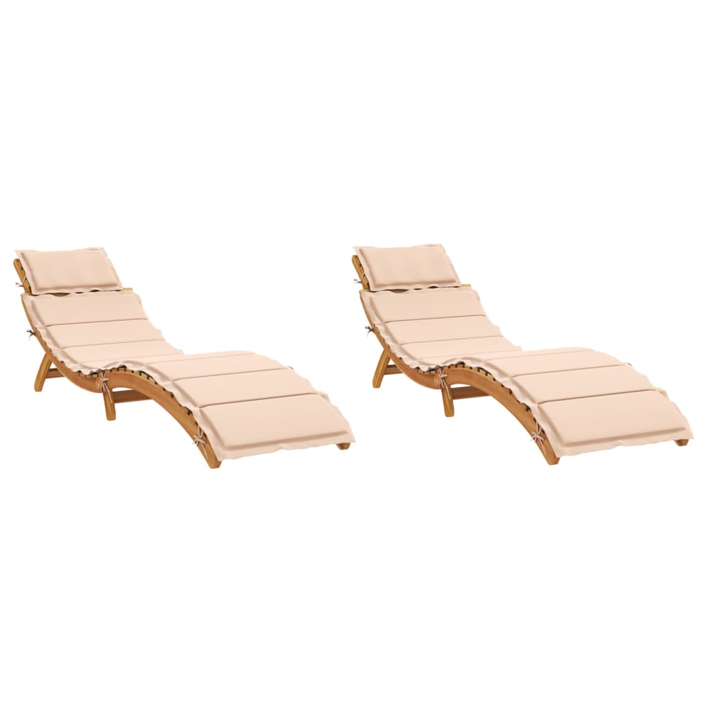 vidaXL tumbonas con cojines 2 uds madera maciza de acacia beige