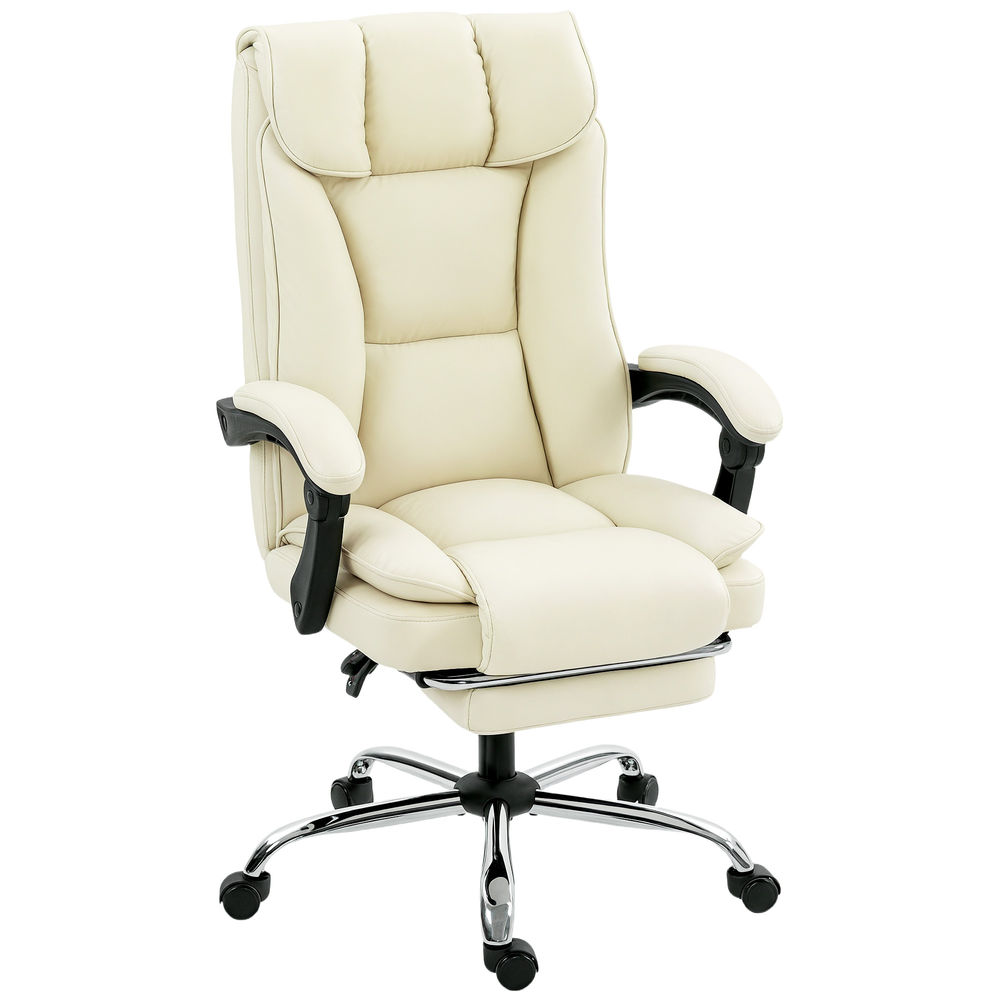 Silla de escritorio 66x72x121 cm cuero sintético color beige Homcom