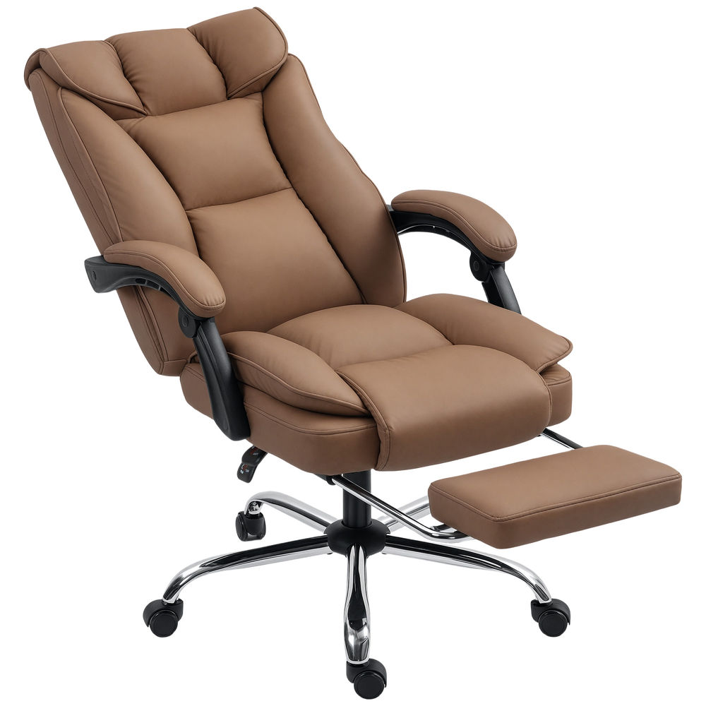 Silla de escritorio 66x72x121 cm cuero sintético color marrón Homcom