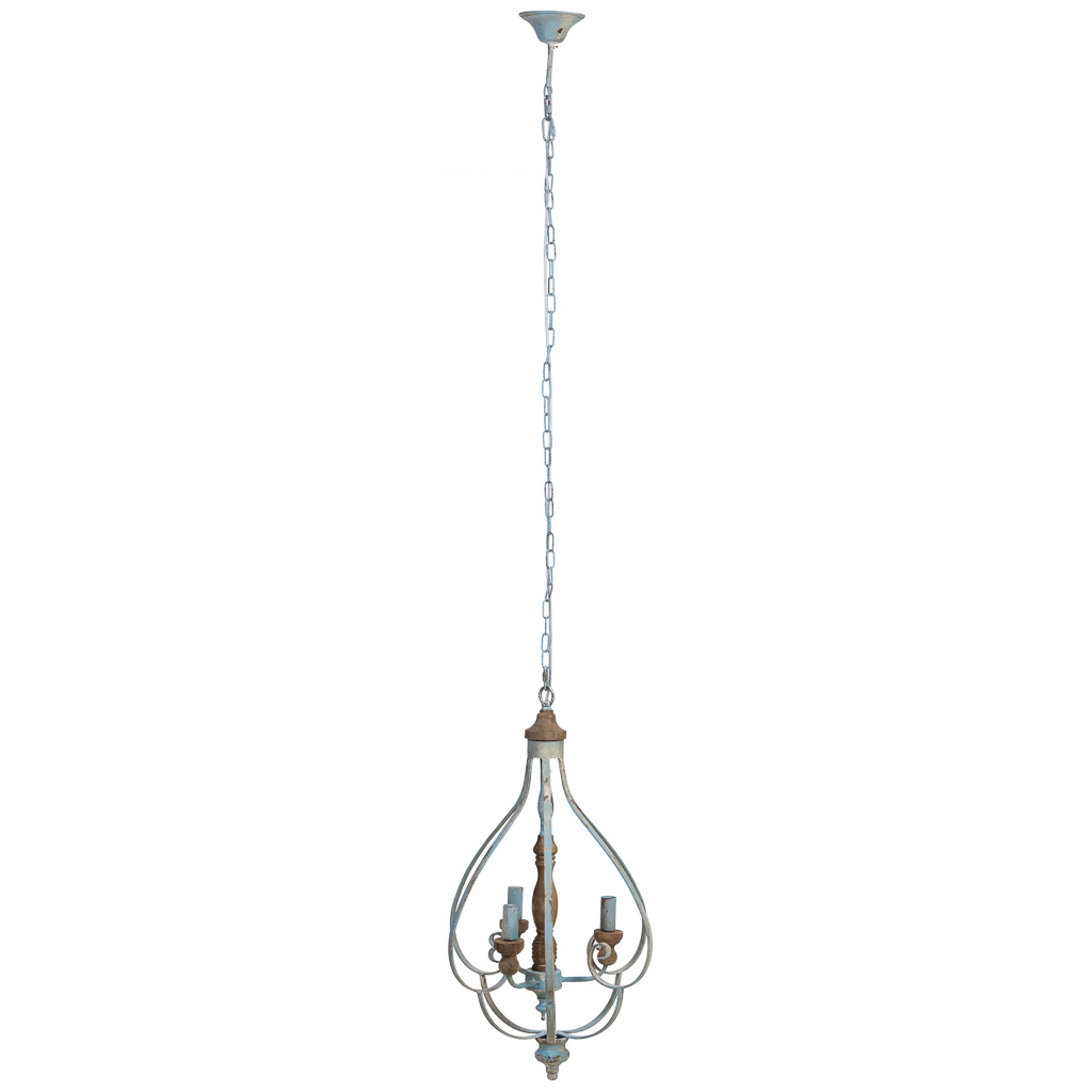 Lámpara de techo de madera y metal gris 44.5x39.5x75h cm