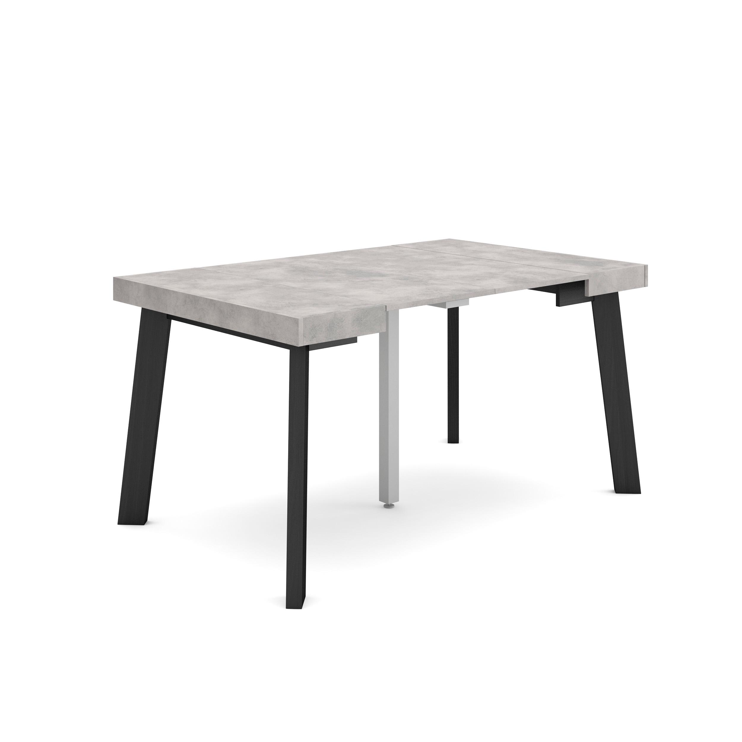 Mesa consola extensible, 140x90x73cm, cemento, patas de madera rf3033