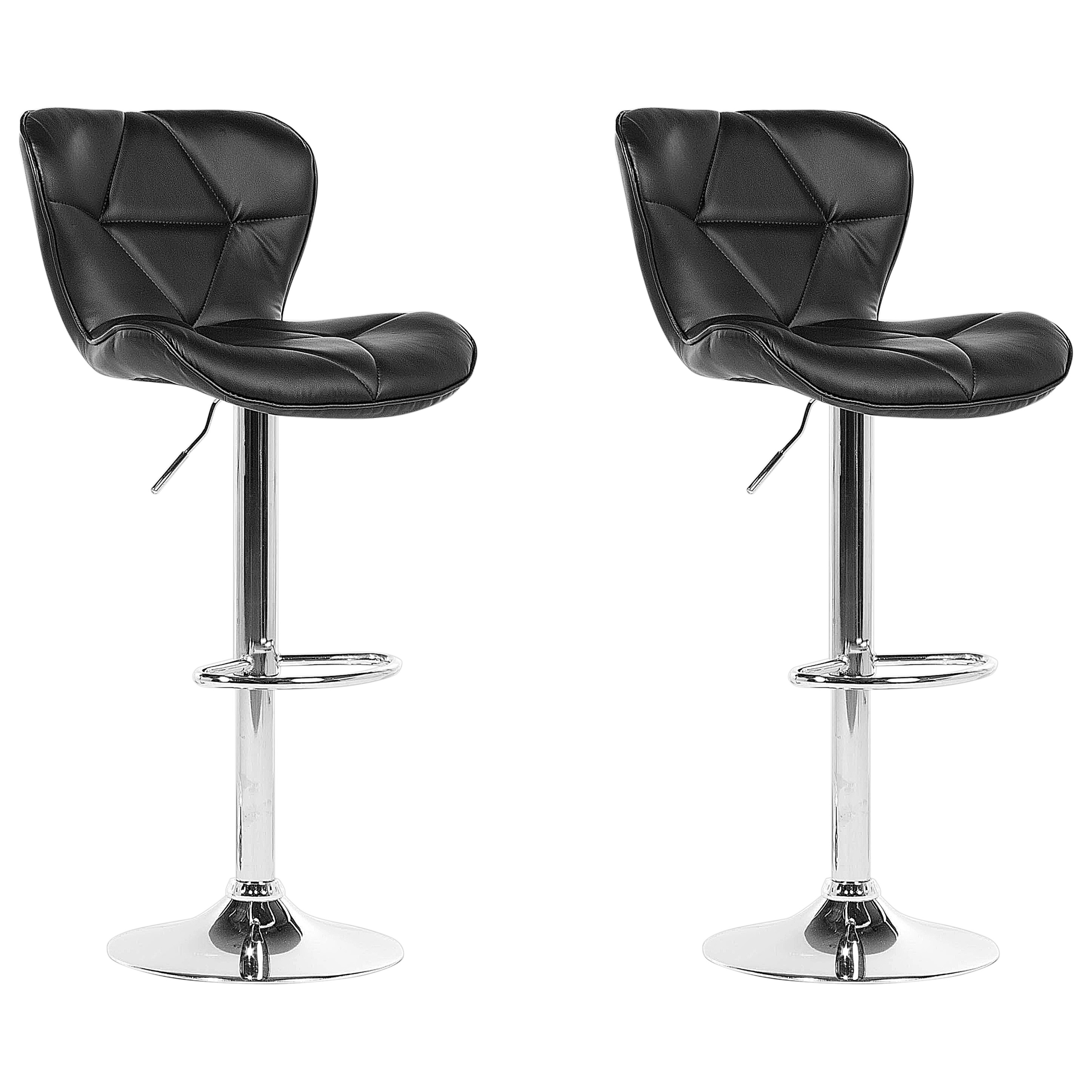 Conjunto de 2 sillas de bar valetta giratoria piel sintética negro