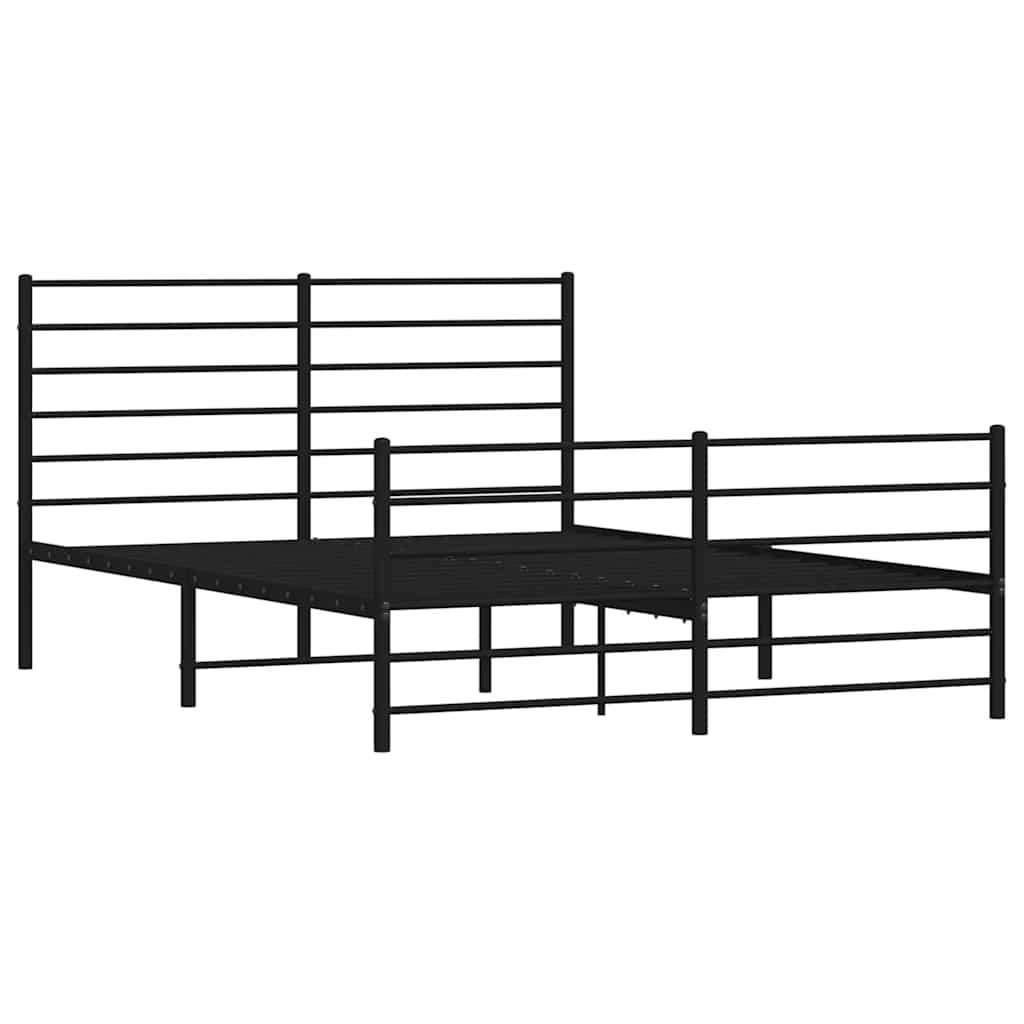 vidaXL estructura cama sin colchón con estribo metal negro 135x190 cm