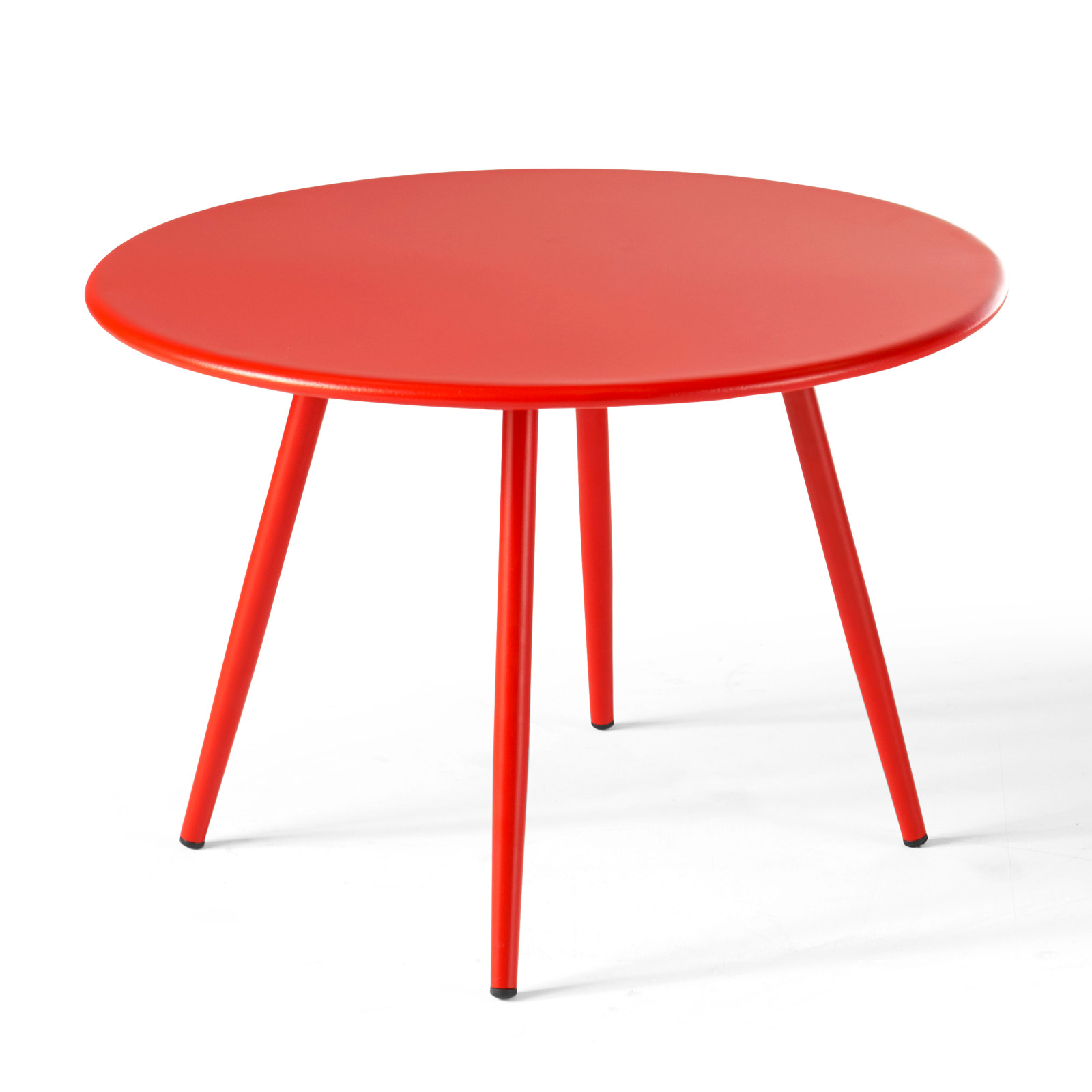 Oviala - mesa de jardín redonda de metal rojo 40 cm