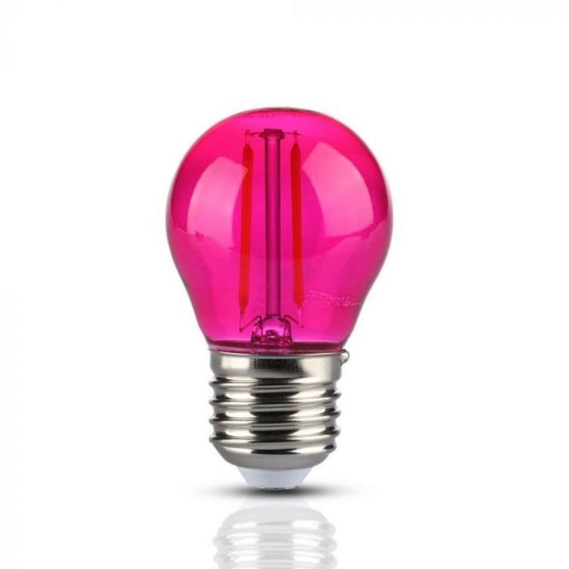Bombilla LED E27 filamento 2w g45 rosa - silamp