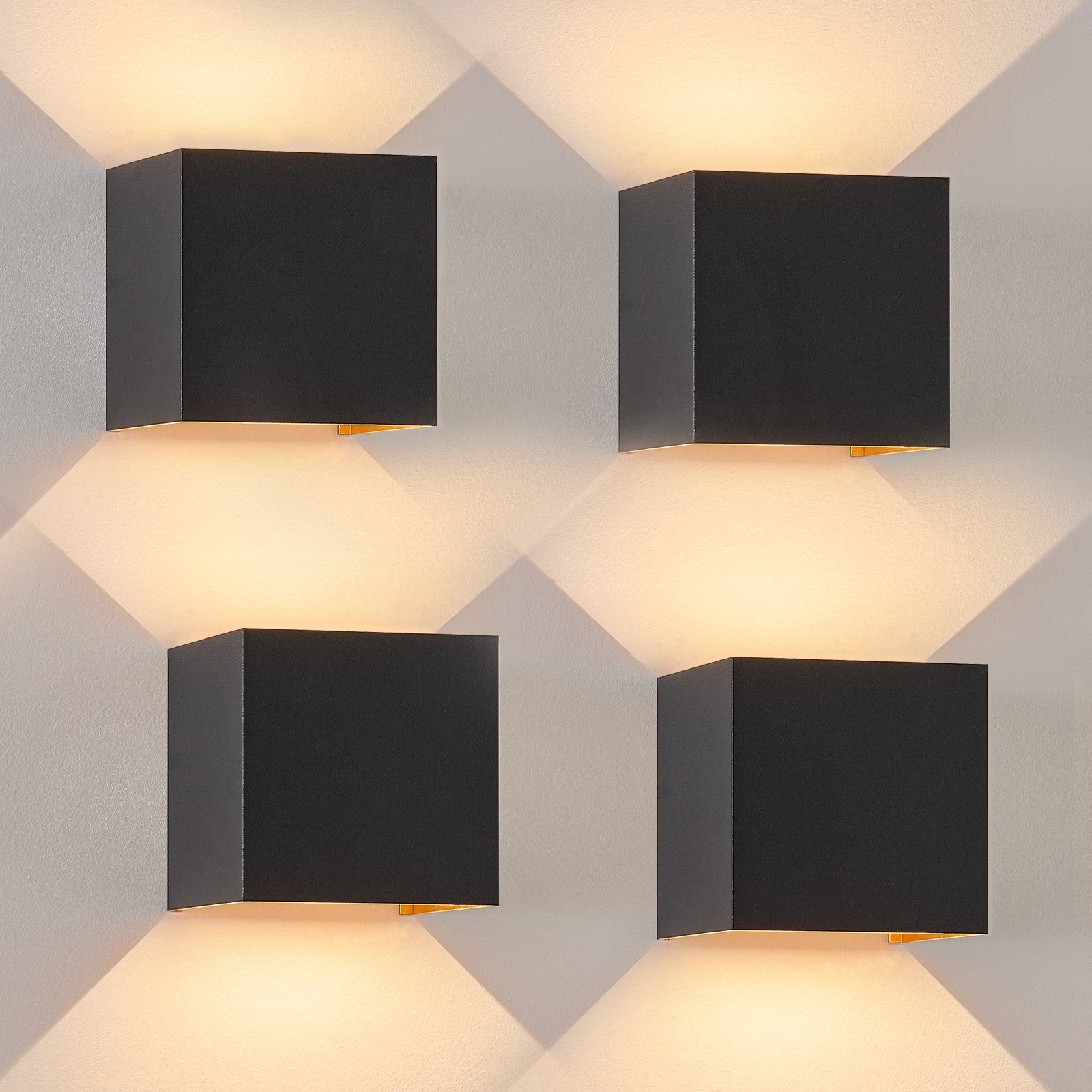 Nettlife aplique pared LED negro 10x10 (4er-set)