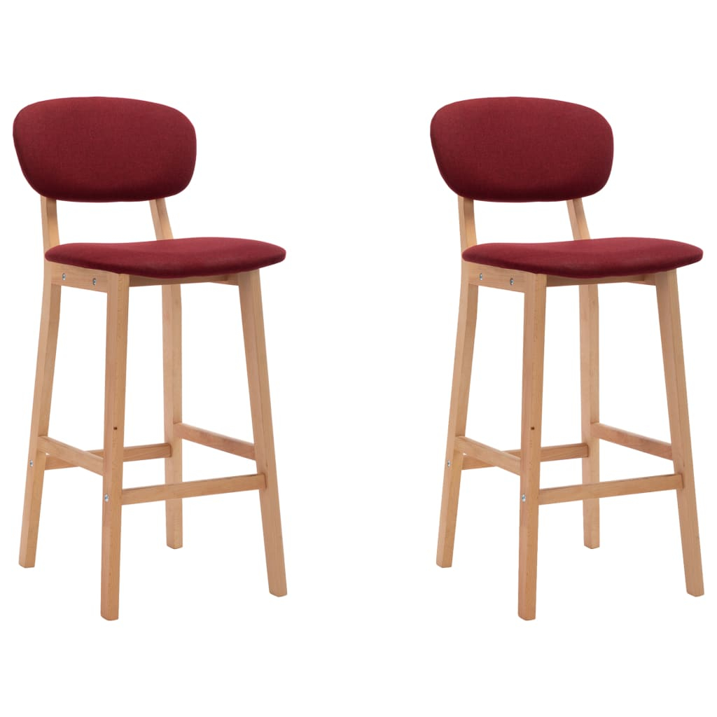 vidaXL taburetes de cocina 2 unidades tela rojo vino tinto