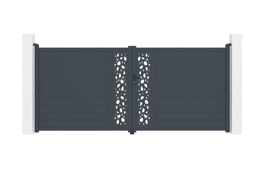 Puerta batiente regulable ancho 4m sunny h.180cm aluminio gris