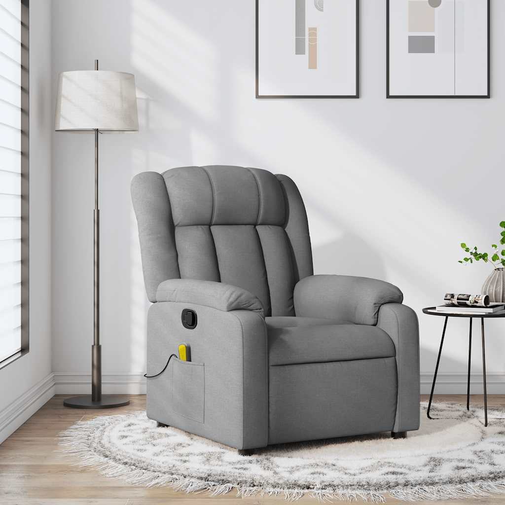 Sillón reclinable de masaje de tela gris claro qweo6469