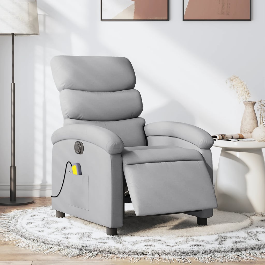 Sillón reclinable de masaje eléctrico tela gris claro qweo6690