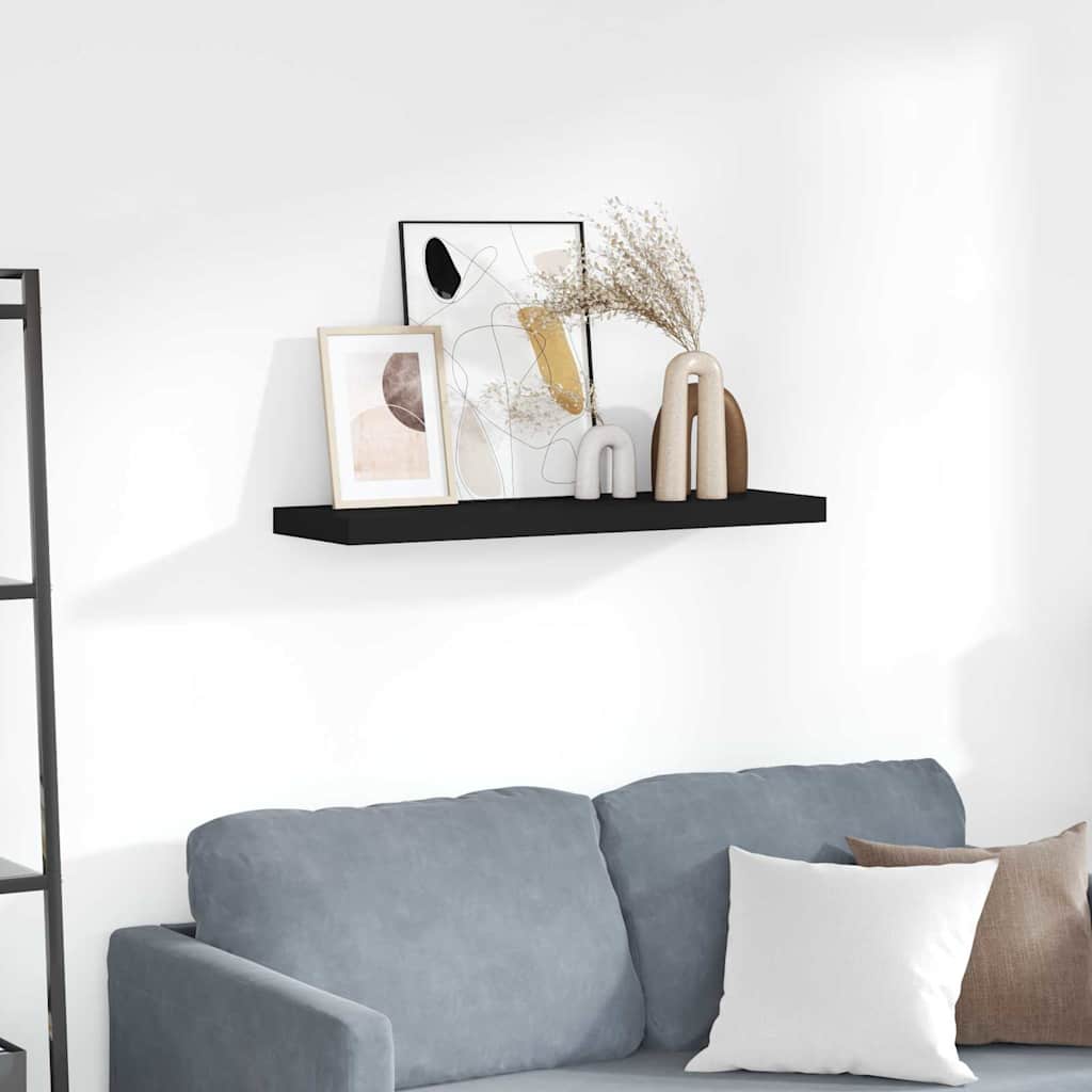 Estante flotante de pared mdf negro 80x23,5x3,8 cm