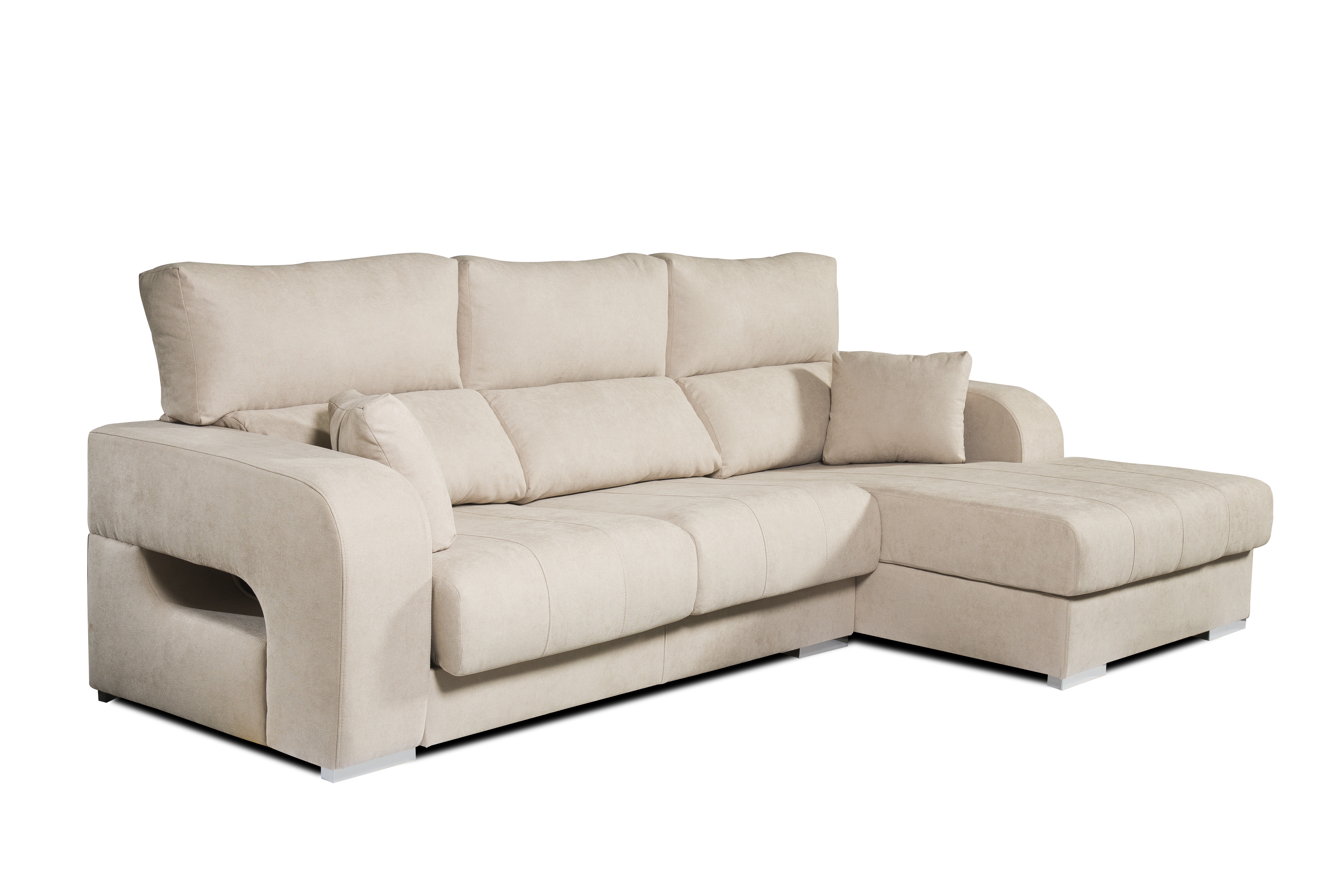 Sofá chaiselongue diamante de derecha beige 3 plazas 284x160x102cm