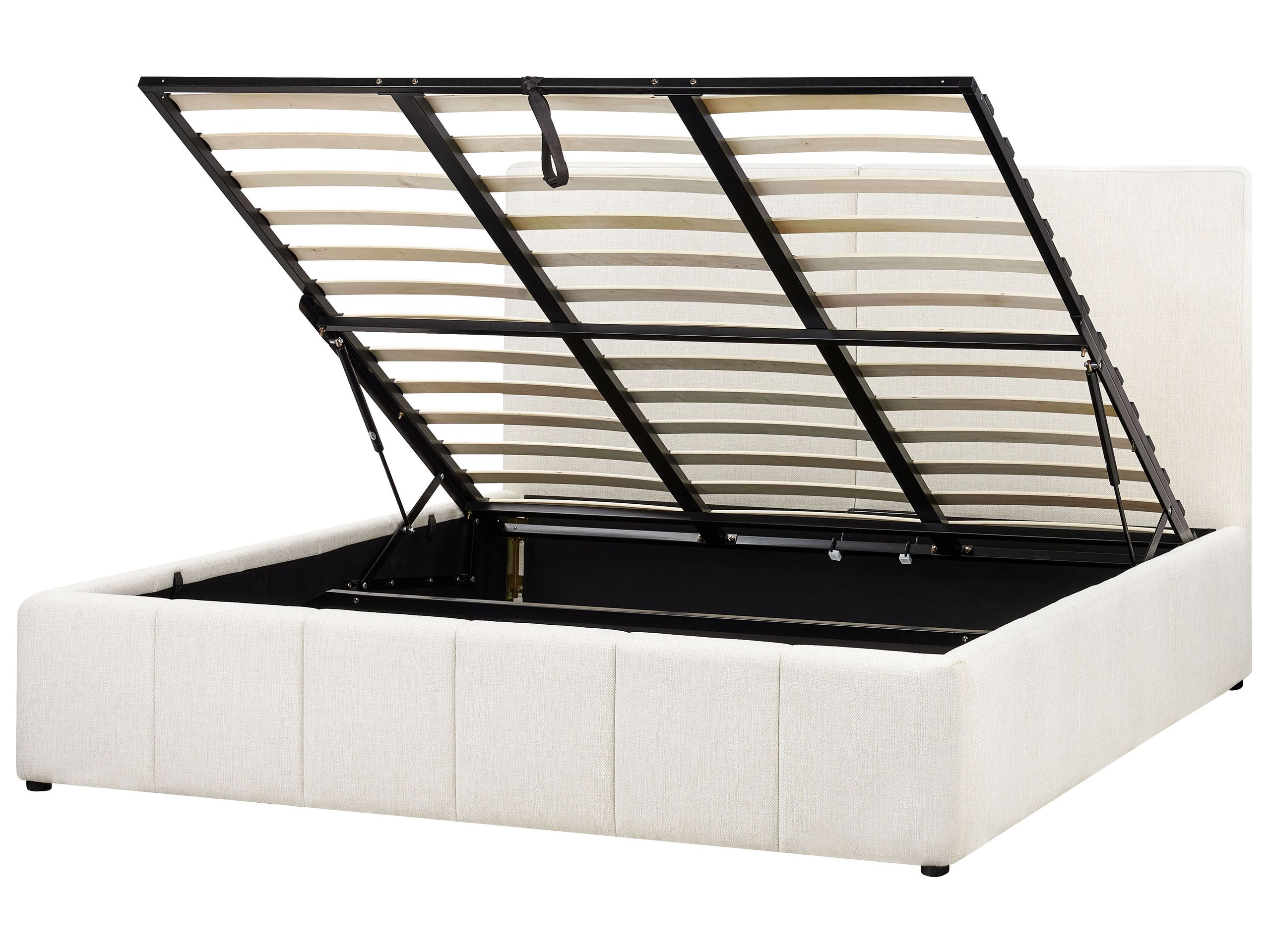 Cama con almacenaje castelnavet tela blanco crema 180 x 200 cm