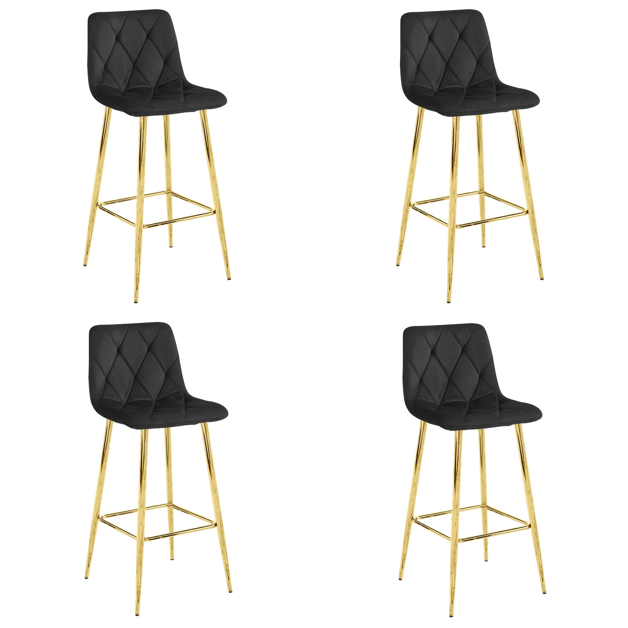 Taburete valora koda terciopelo negro patas doradas diseño moderno x4
