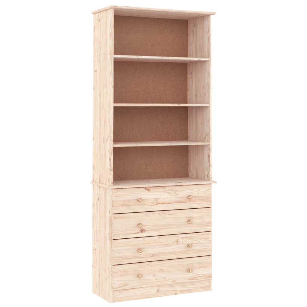 vidaXL librería con cajones alta madera maciza de pino 77x35x186,5 cm