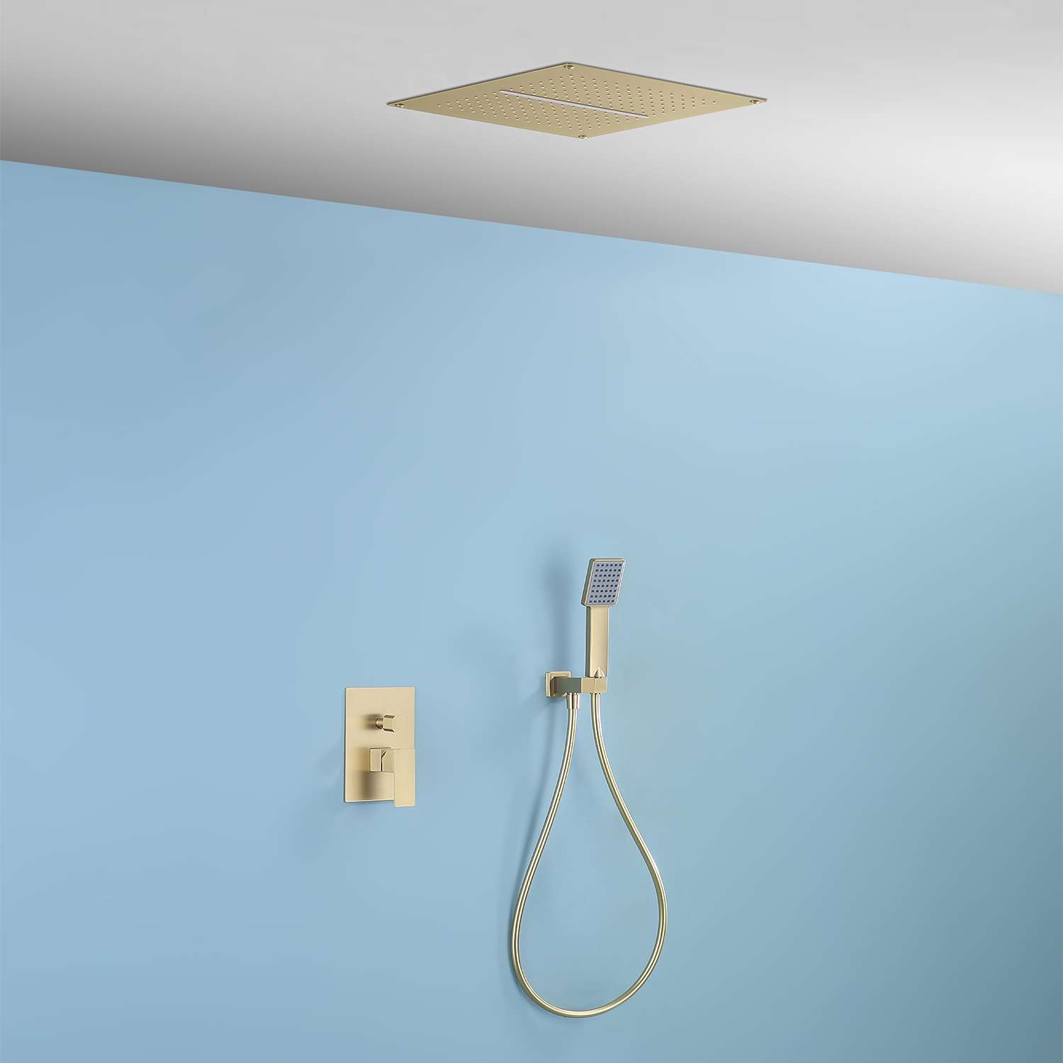 Conjunto de ducha encastrado sky bath oro cepillado inox s304 serie trinity