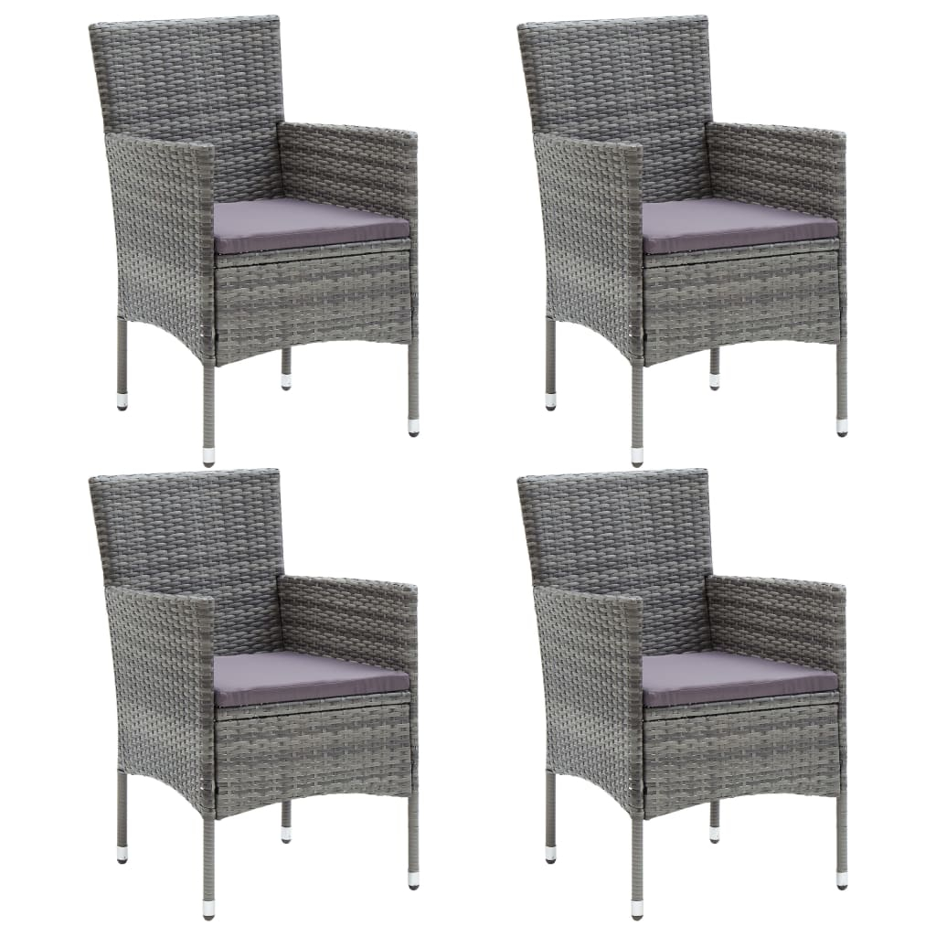 vidaXL sillas de comedor para jardín 4 unidades ratán sintético gris