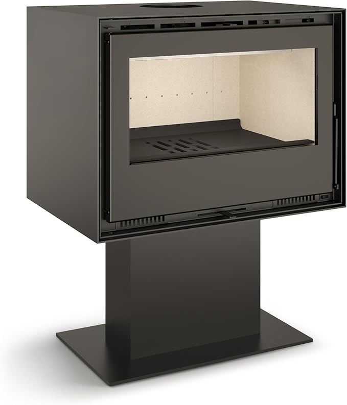 Tj - estufa de leña con pie central modelo jucar 90 de 8,4 kw